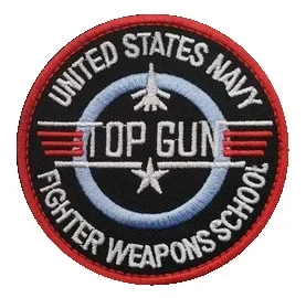 TOP GUN ricamo Flight Patch Hook Loop adesione colla Back Jet Fighter Pilots Morale Badge per Old School Flying Jacket fai da te