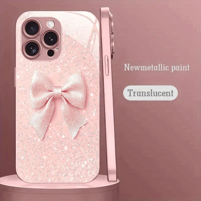 White Dot Pink Bow Pattern Phone Case For Samsung S25 S24 S23 S22 S21 S20 Note20 FE Edge Plus Ultra 4G 5G Luxury Tempered Glass