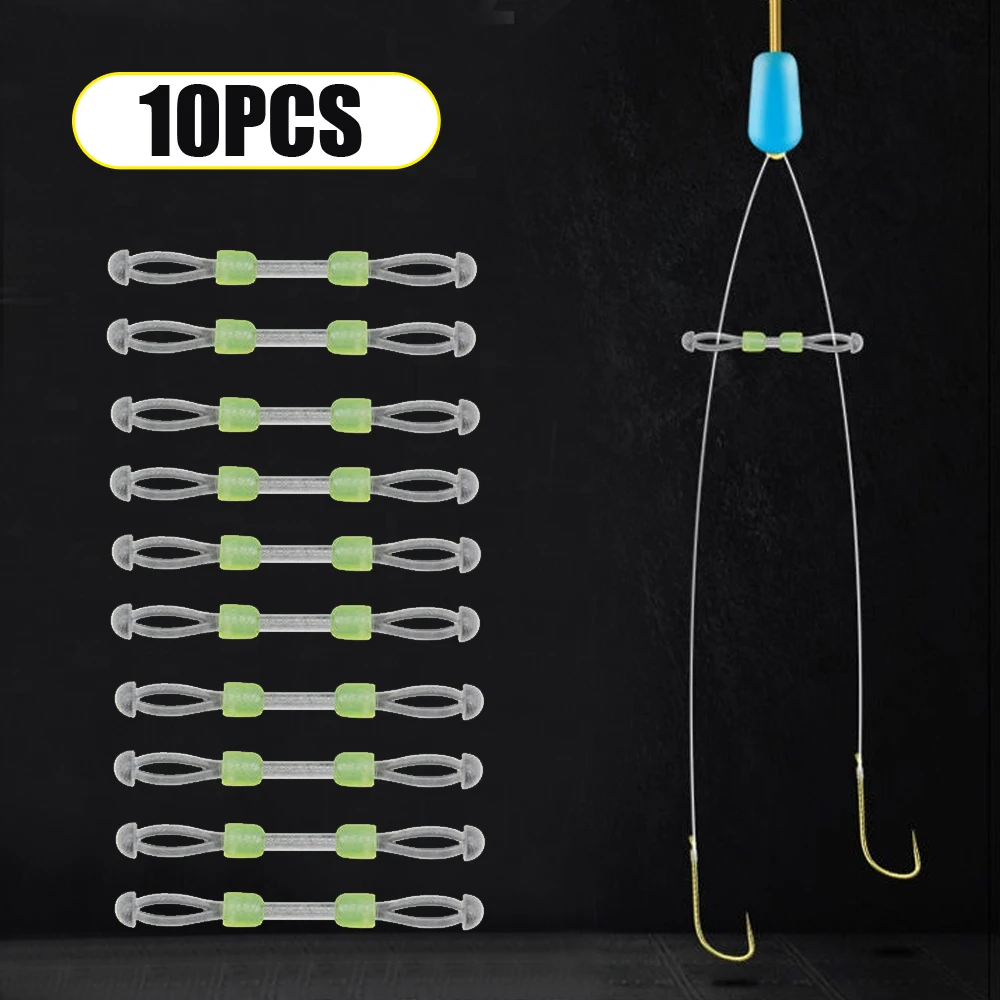 

10Pcs Space Bean Line Swivel Tool Anti-wrap Beans Double Hook Silicone Fish Hook Fixed Distance Splitter Fish Line Separator