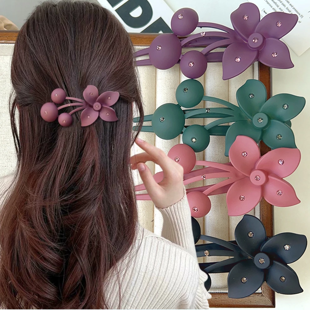 4/1pcs Frosted Flower Big Hair Clip Girls Hairpins Women Headwear Ponytail Acrylic Duckbill Clips Large Size Hair Claws Barrette