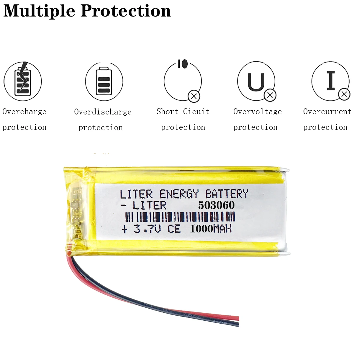 Liter energy battery 3.7V polymer lithium battery 503060 053060 MP5 GPS MP4 wireless telephone 1000MAH