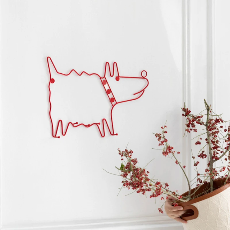 

Dog Wall Art Minimalist Coat Hooks with Scarf Rack Vintage Inspired Entryway Organizer for Living Room Boutique Display