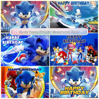 Sonic Theme Birthday Background Cloth Children's Birthday Party Decoration Supplies Birthday Banner Party Background Decoration