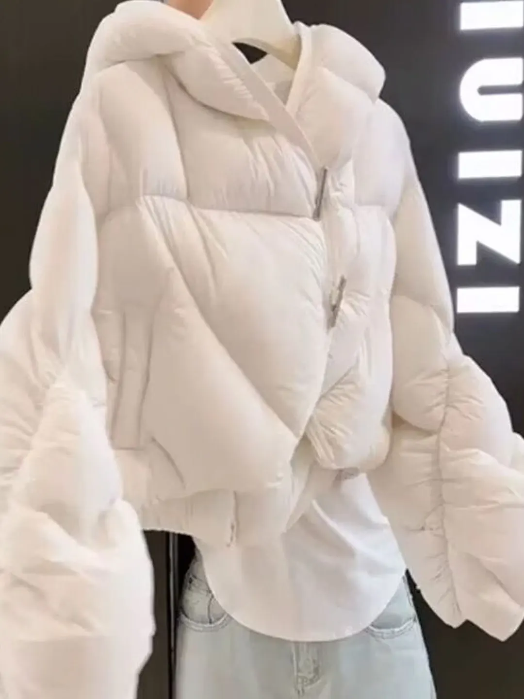 

ort White Cotton Jaet Bread Sle Winter Outerwear Unique Good Looking Premium Size Small Thiened Cotton Coat for Women
