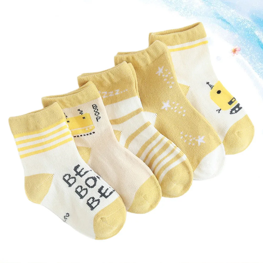 

5 пар детских хлопковых гольфов с рисунком робота, осенне-зимние нескользящие чулки, мягкие дышащие гольфы для детей 3-5 лет