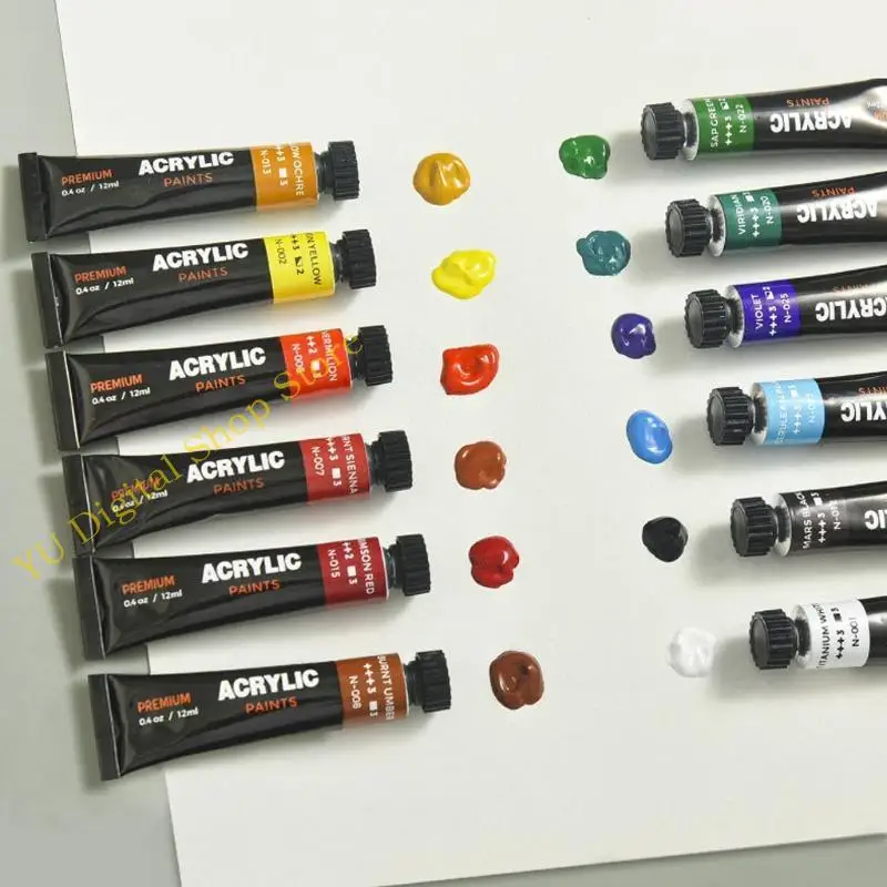 

96ba 24 цвета акриловая краска набор художников набор живописи 12 мл x 24 трубок для поделок DIY