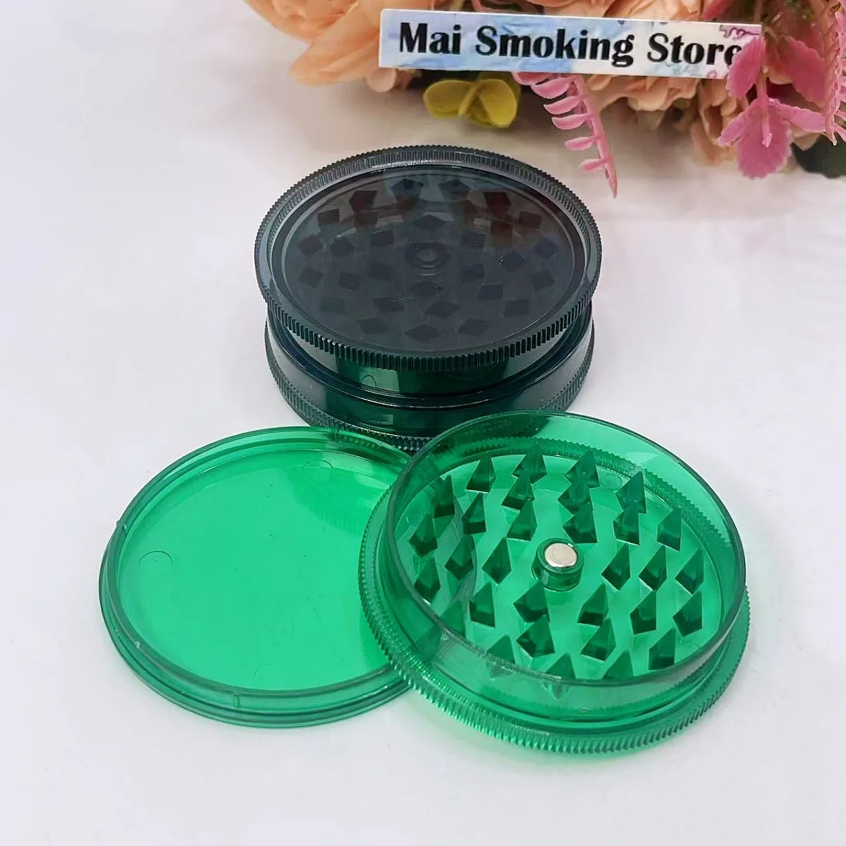 60mm Plastic Herb Grinder 3-layer Manual Salt pepper Mill spice Mortar Pestle Grass Tobacco Grinder Smoking Kitchen Tool