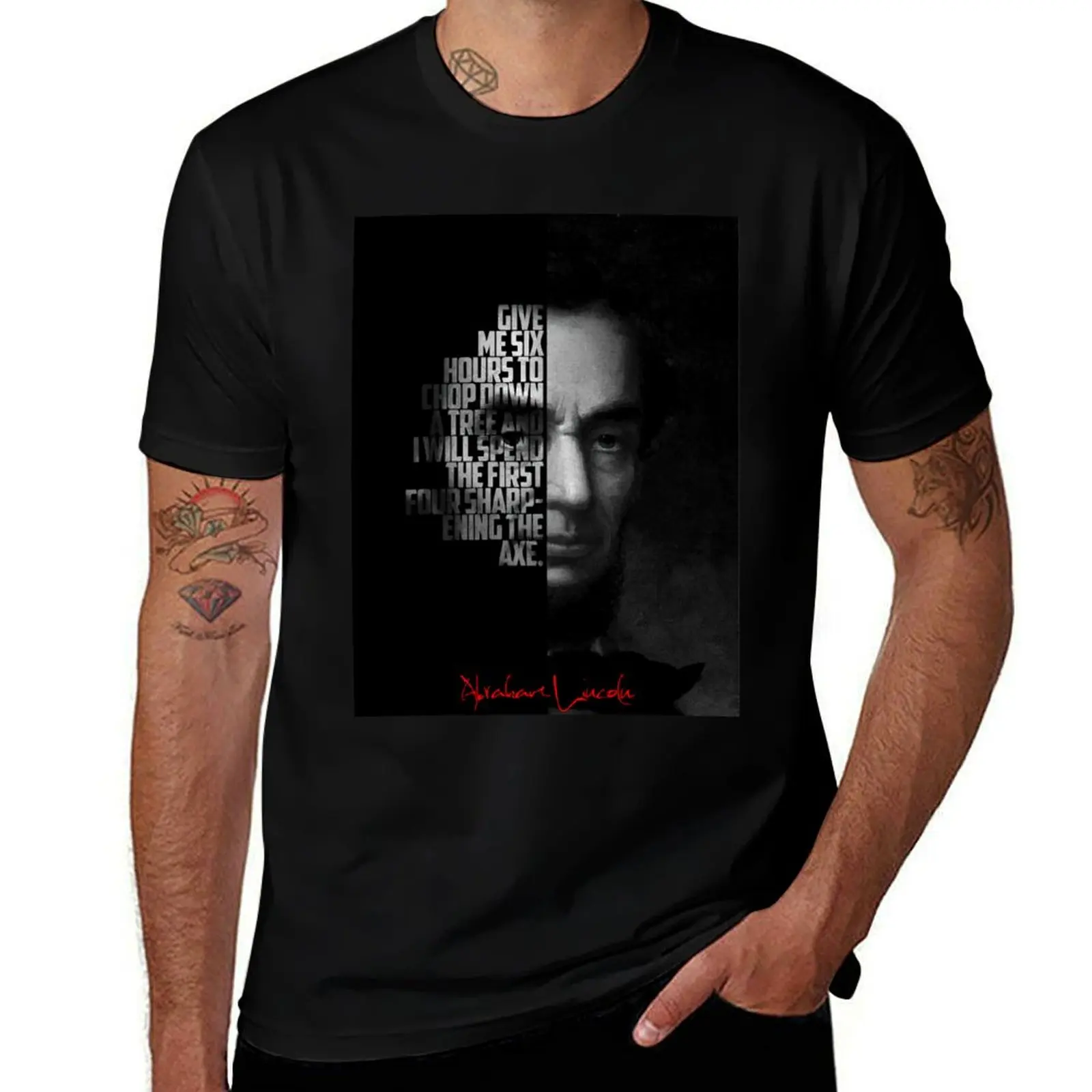 Black and white Abraham Lincoln quote poster T-Shirt Summer Holiday Casual Tee