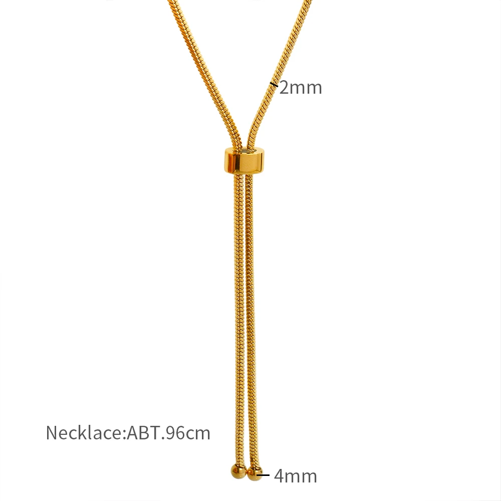 Stainless Steel Hiphop Fashion Jewelry Pull-out Couple Necklace Accessories Minimalist Long Snake Chain for Men Women