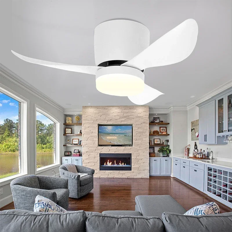 Modern Ceiling Fan Lights for Bedrooms Study Rooms Dining Rooms with Remote Control Adjustable Brightness Three Color Changes