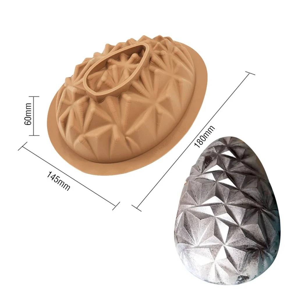 New Large Easter Egg Mold Silicone Breakable Candy Mold Dinosaur Eggs Happy Easter 3D Chocolate Mold