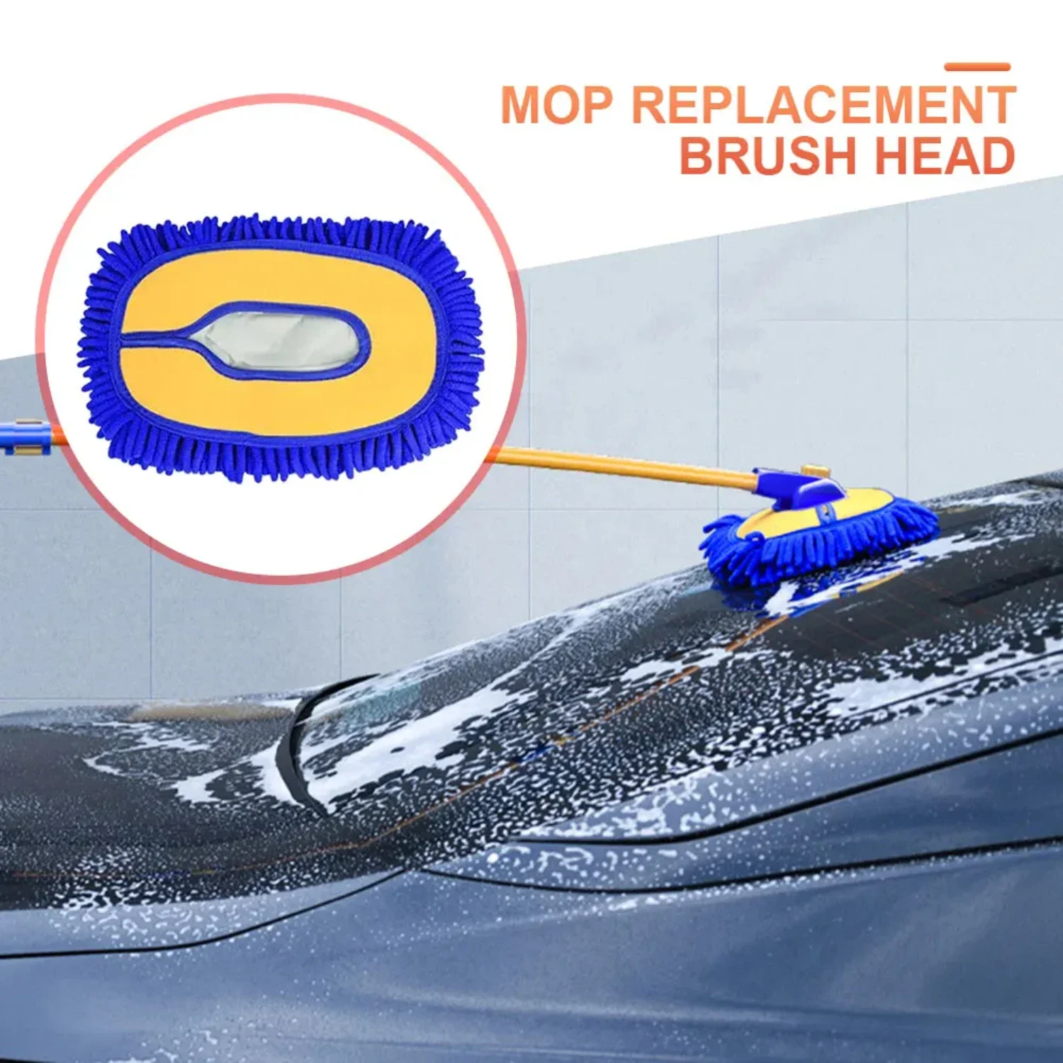 Car Mop  Telescopic Replacement Brush  Chenille Car Wash Tools Super Absorbent Auto Washing Brush Car Cleaning Tools