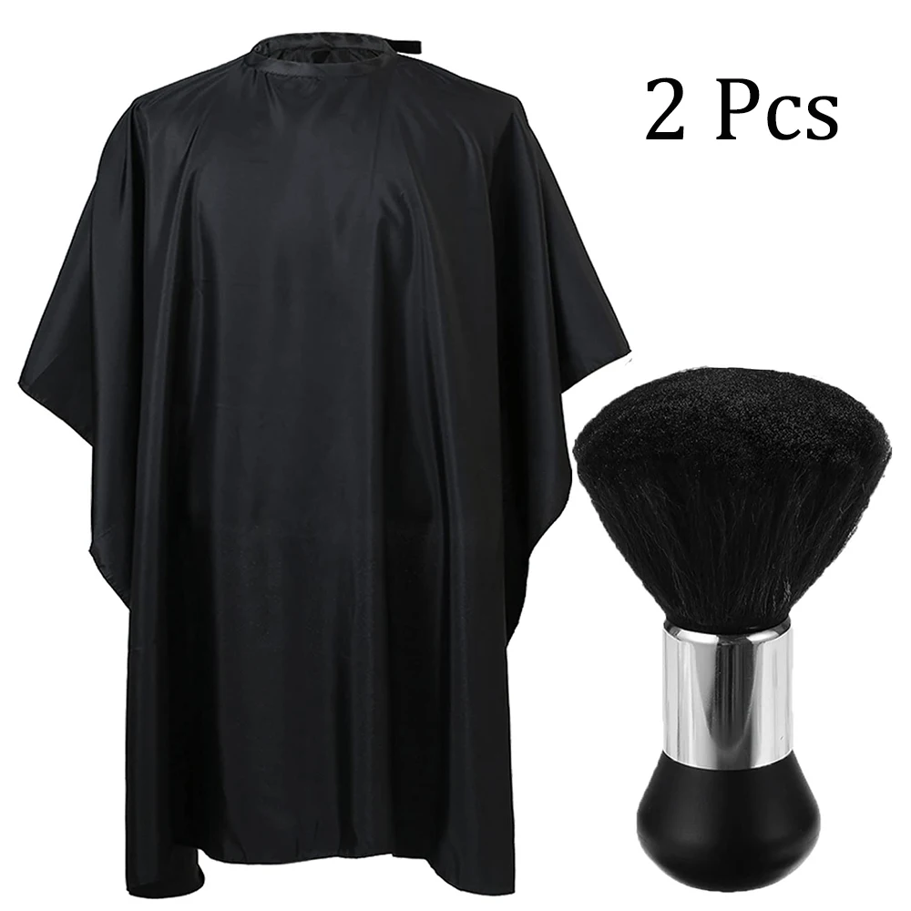 2Pcs Hairdressing Apron Styling Hair Brush Neck Dusting Brush Haircut Wrap Hair Shawl Hairdressing Cape Hair Sweeping Brush