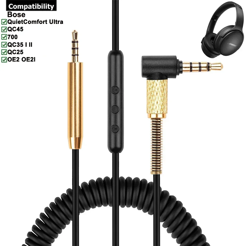 Cabo de extensão de substituição OFC para Bose, QC45, QC35, QC25, NC700, QuietComfort Ultra, 45, 35, 25, 700, OE2, OE2I Auscultadores