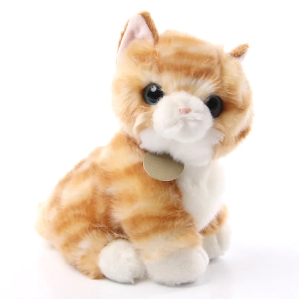 small plush sitting cat toy stuffed high quality cute yellow cat doll birthday gift about 20cm