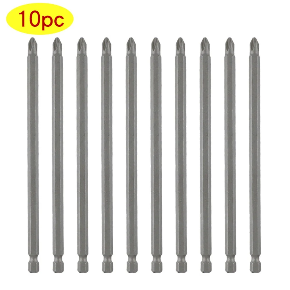 

10pcs 150mm Long Magnetic Cross Screwdriver Bits PH2 Cross Bit 1/4 Inch Hexagonal Screwdriver Head Power Tool Accessories