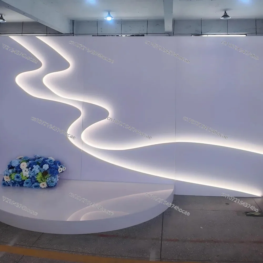 Elegant White Acrylic Wedding Supplies High Quality Removable PVC Event Background Panel Bracket Modern Wedding Event Wall