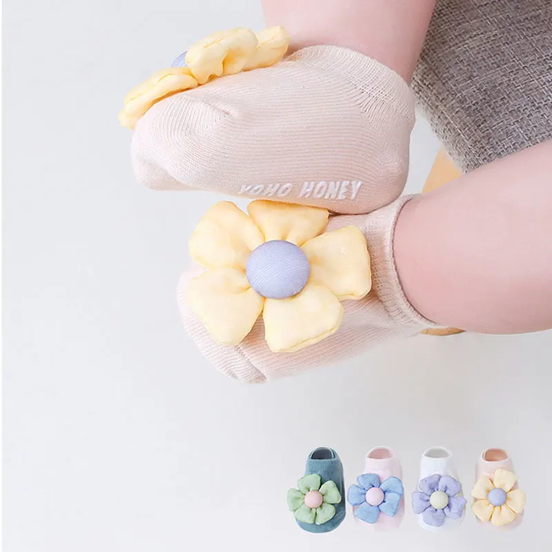 

Floral Princess Girl Thin Socks Summer Cotton Breathable Newborn Baby Boat Socks Infant Kids Anti-Slip Floor Socks 0-1 Years