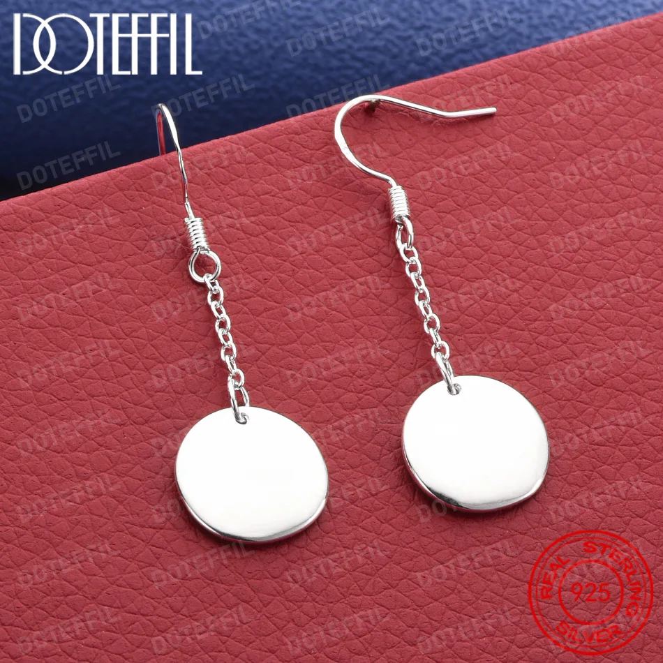 925 Sterling Silver Exquisite Polished Tassel Round Earrings for Women, Fashionable Wedding Party Gift Jewelry
