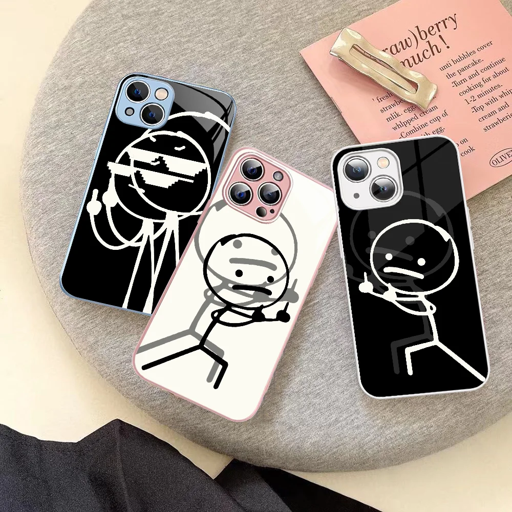 

Cute Cartoon Matchman Matte Silicone Phone Case Tempered Glass For Iphone 14 13 12 11 Pro Mini XS MAX 14Plus X XS XR Fundas