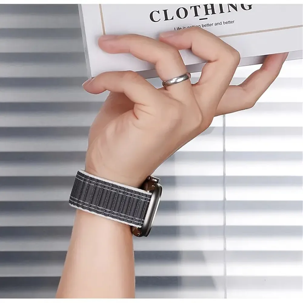 Nylon Strap For Apple Watch Band Ultra 1-3 49mm S11 46mm 42mm 45mm 41 44mm 38 Wave pattern Bracelet For iWatch Series 10 9 8 7 6