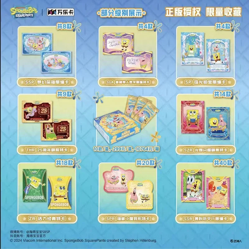 Genuine SpongeBob SquarePants Cards 25th Anniversary Jingzhen Series Series Undersea Party Collection Cards Toy Gifts