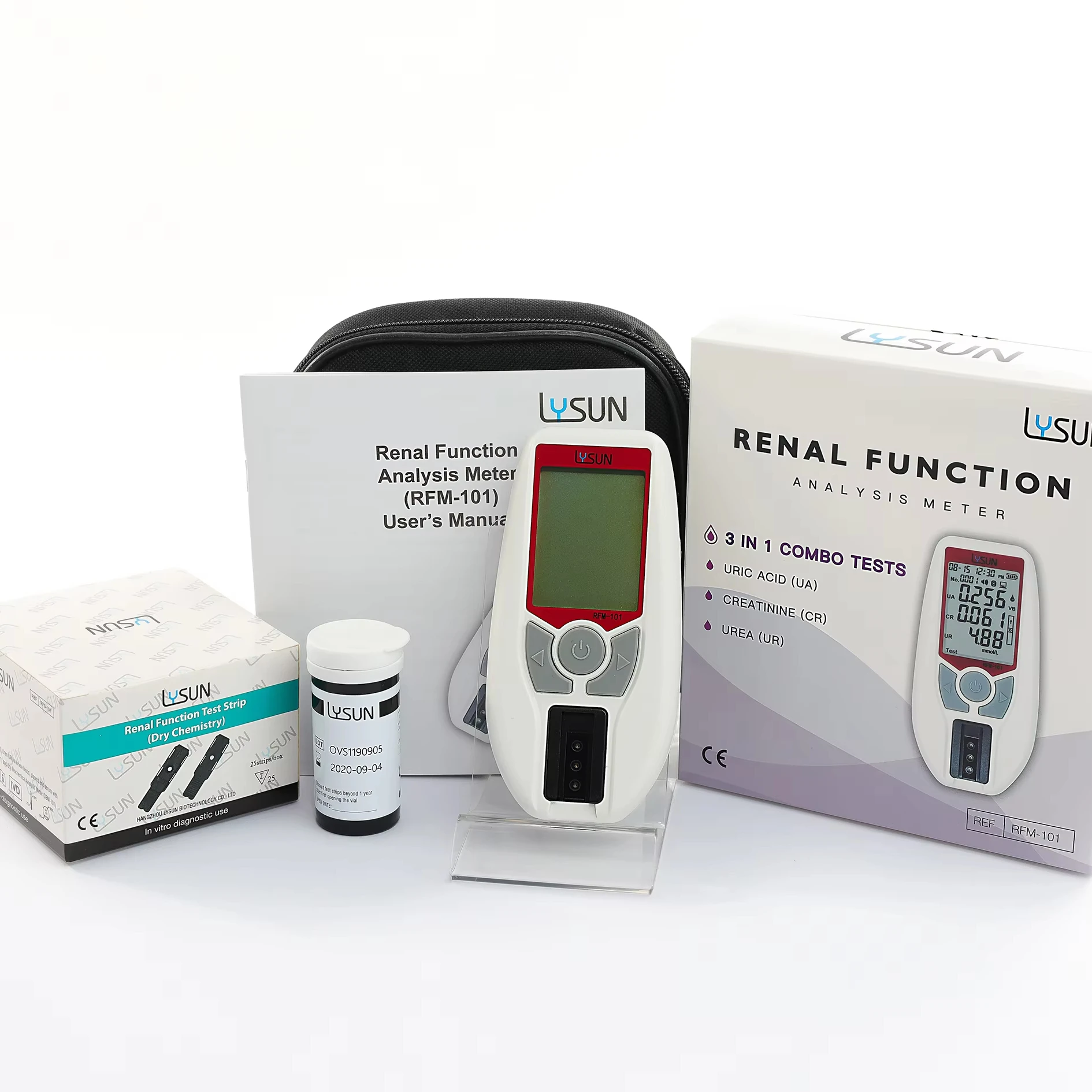 

LIVIE 3 in 1 CREATININE URIC ACID UREA Multifunctional Renal function analyzer with 25 pieces test kits For Gout use