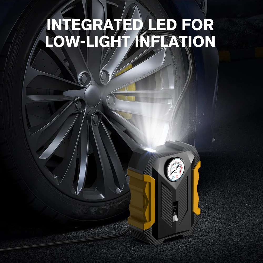 Carsun Multifunctional Inflation Pump Portable Tire Air Compressor Led Light Design Suitable for Car Motorcycle Riding Use view 6