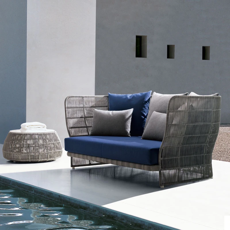

Outdoor courtyard rattan sofa double combination outdoor terrace outside pendulum B & B leisure sales department rattan art fu