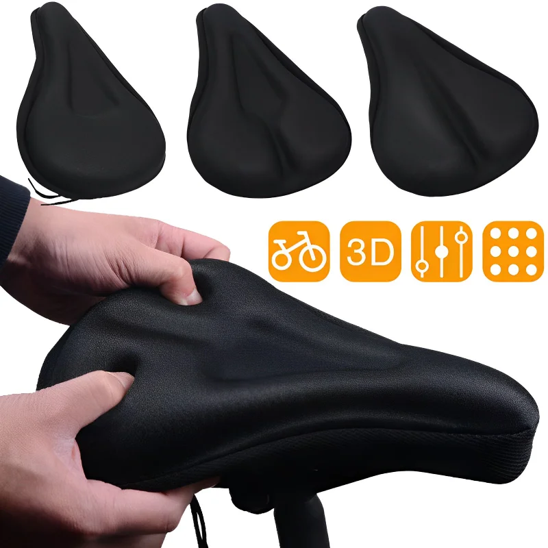 Bicycle Saddle Covers 3D Silicone Gel Pad Soft Thick Cycling Seat Cushion Thickened Mountain Bike Saddle Seat Bicycle Parts