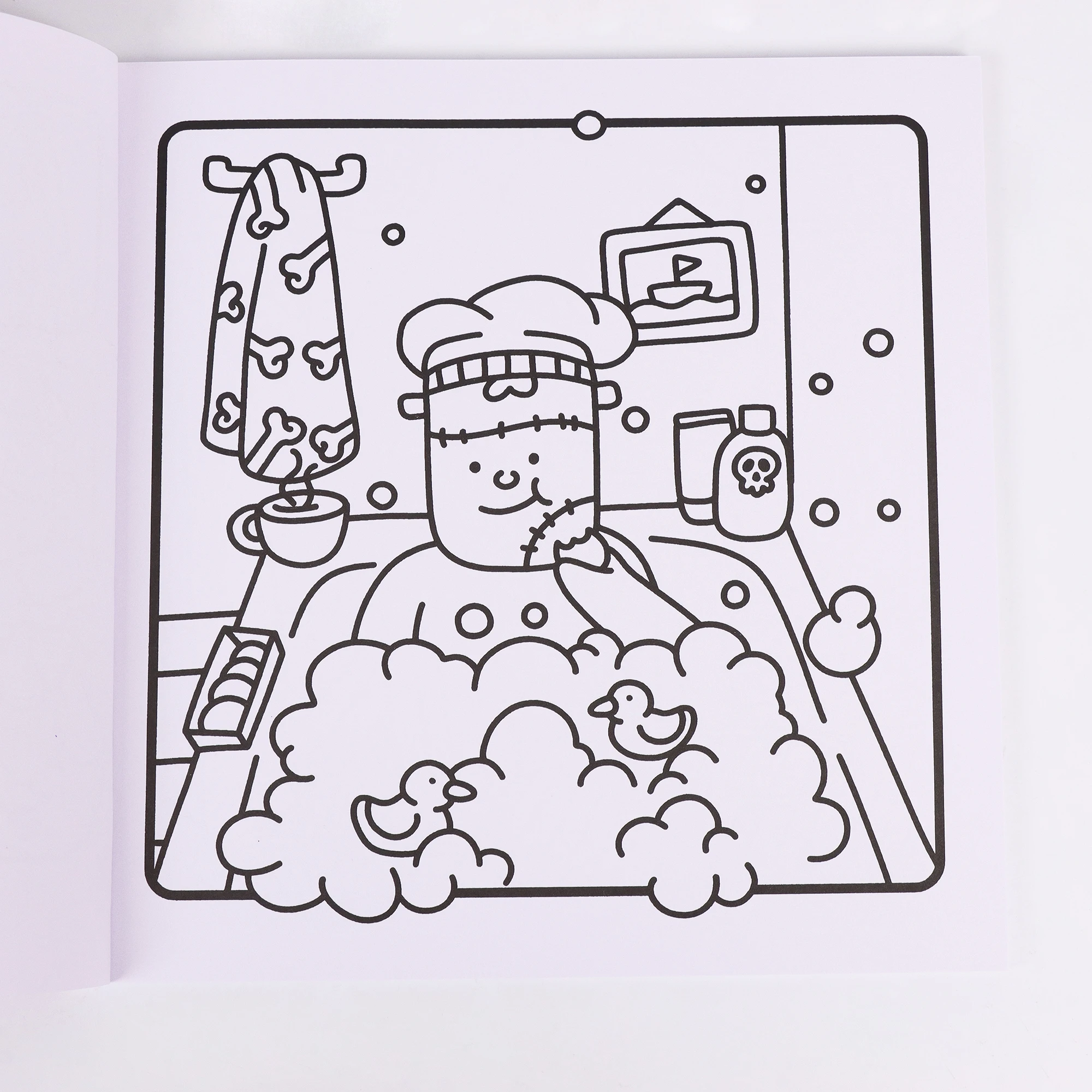 Coloring Book for Adults Featuring Cute Spooky Creatures in Cozy Hygge Moments for Relaxation