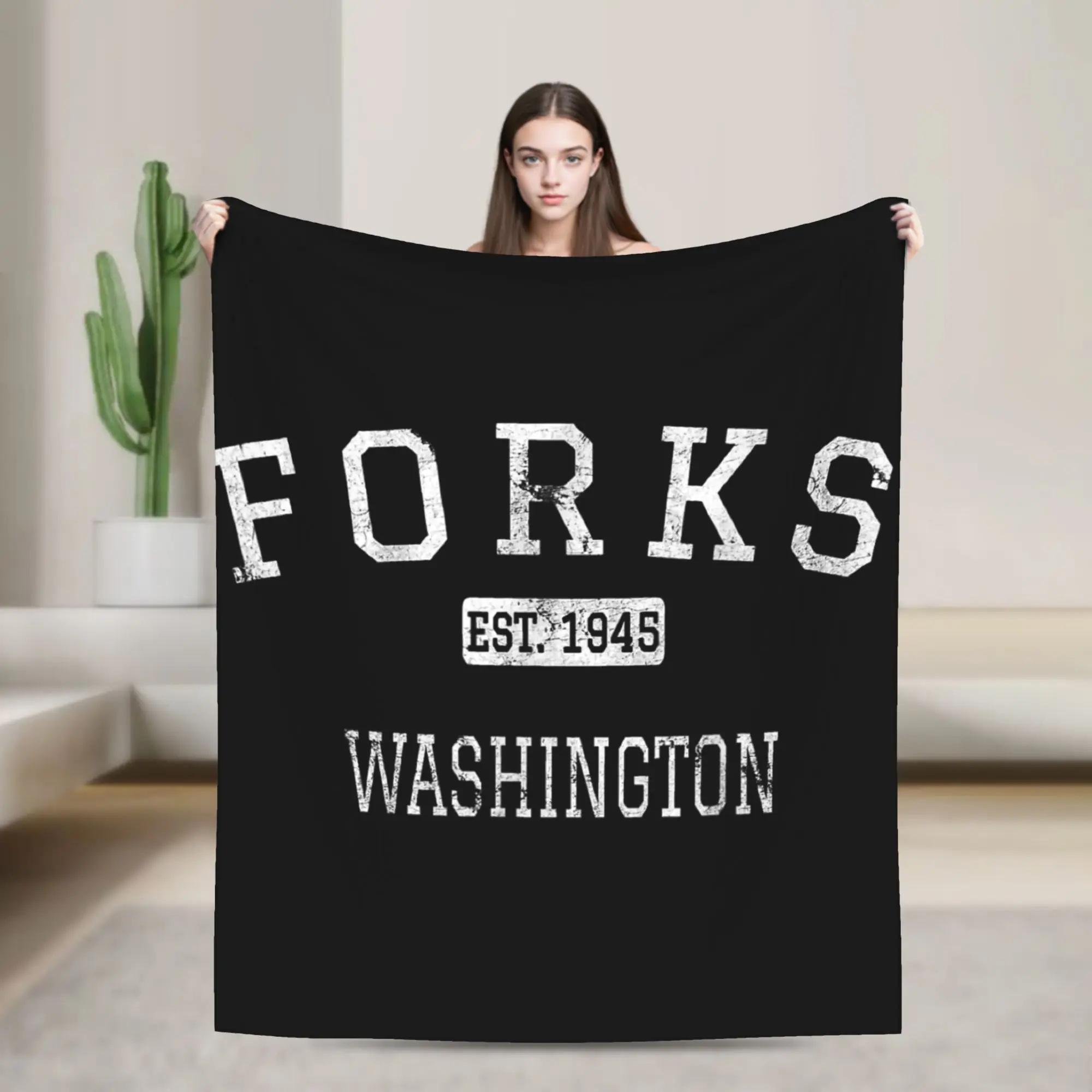 

Forks Washington WA Warm Soft Blanket Camping Plush Throw Blanket Fluffy Outdoor Flannel Bedspread Sofa Bed Cover