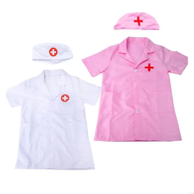 270D Doctor Costume for Kids Girls Boys Doctor Role Play Dressing Up Set Halloween Occupation Cosplay Costumes Accessories
