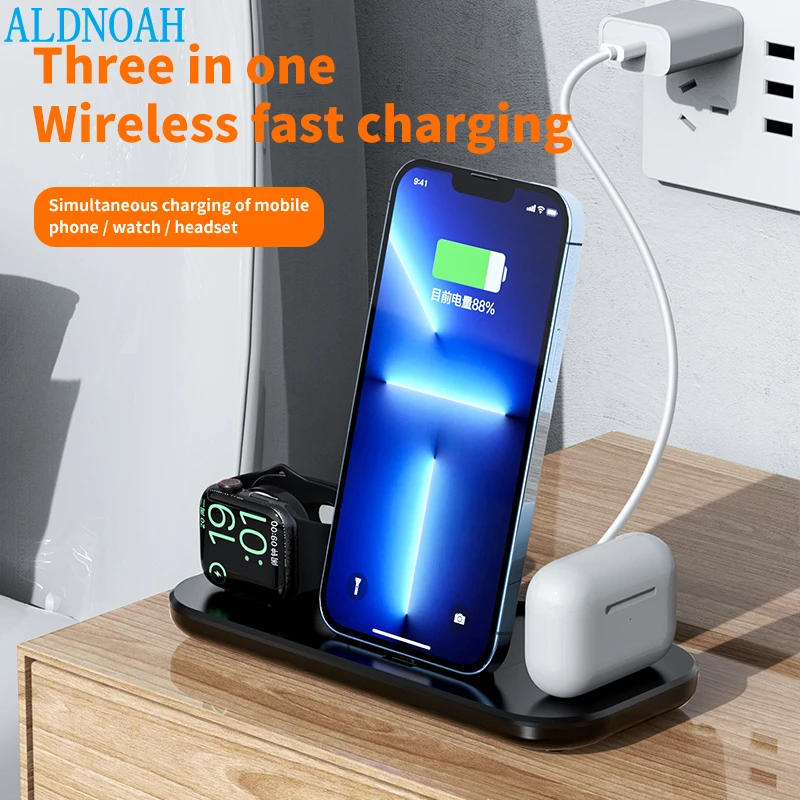 3 in 1  Wireless Charger Stand Dock For Apple Watch 7 6 AirPods Pro iPhone 13 12 11 XS XR X 8 Induction Fast Charging Station