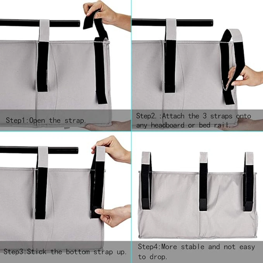 Aiduy Nacht Caddy, hängende Aufbewahrung tasche Halter neben Organizer mit 8 Taschen für Etagen schlafsaal Zimmer und Krankenhaus Bett gitter, grau