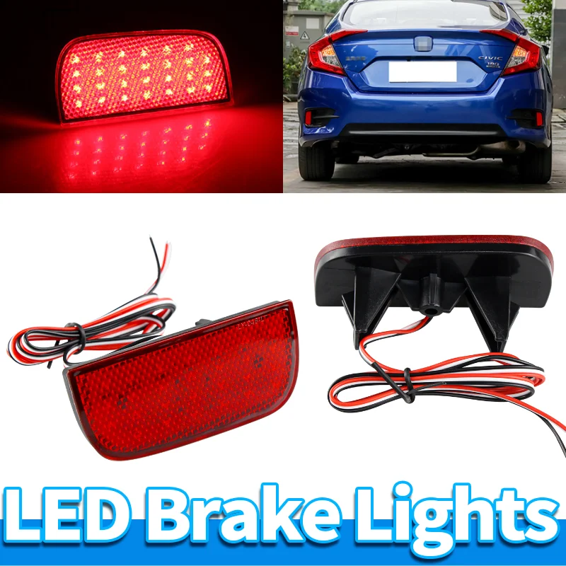 

Светодиодный отражатель заднего бампера с красной линзой для Honda Civic 10-го поколения, седан-купе 2016-2021 33505-TBA-A01, стоп-сигналы