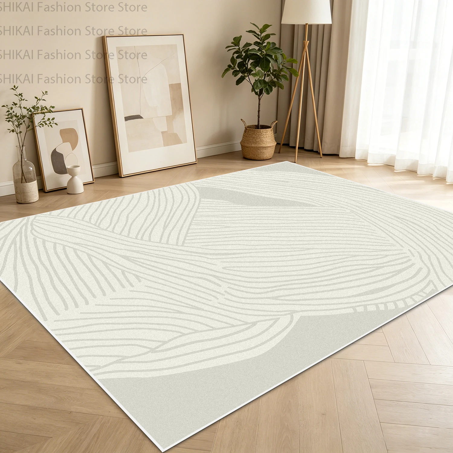 Modern Abstract Minimal Lines Living Room Carpet Non-slip Soft Washable Rugs for Bedroom Easy Clean Foldable Entrance Door Mat