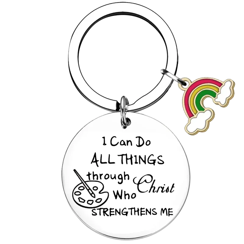 New Artist Keychain Painter Gift I Can Do All Things Through Christ Who Strengthens Me Artist Gift Key Rings Art Teacher Gifts