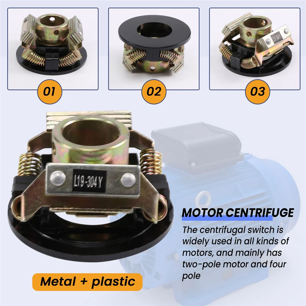 มอเตอร์แรงเหวี่ยงสวิทช์ Single Phase Mechanical แรงเหวี่ยงสวิทช์ไฟฟ้ามอเตอร์ Starter Controller ชุด L19-304Y