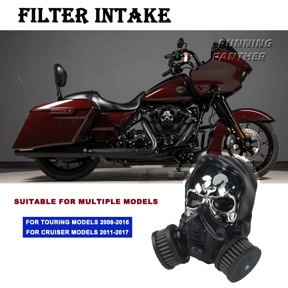 

Fit Harley Skull High-Flow Air Filter Cleaner System Intake For Road Glide Road King Street Glide 2008-16 Cruiser Model 2011-17
