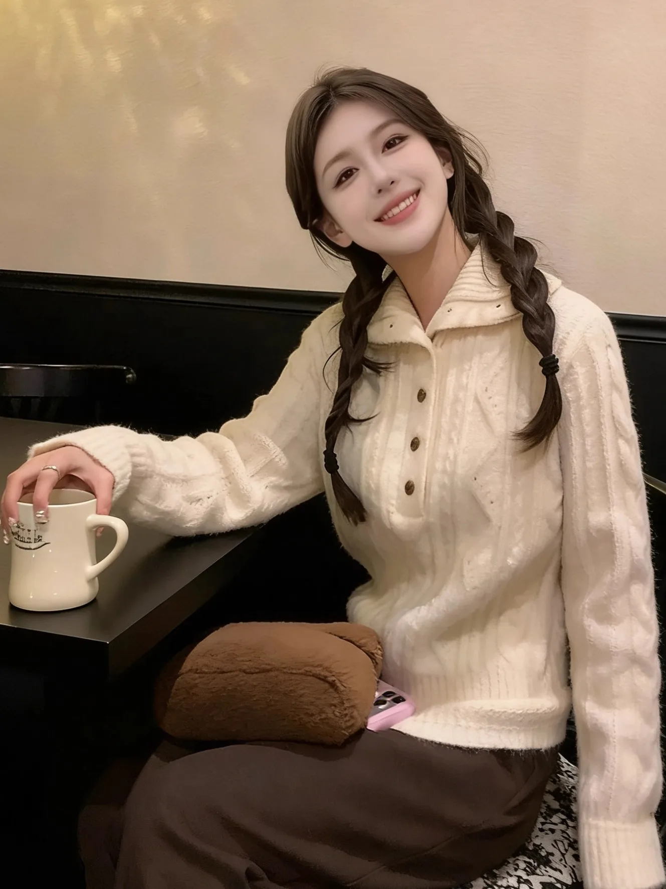 Cozy Knitted High Collar Sweater Women's Sle Winter New Arrival Floral Twist Long Sve Warm Top Vintage Slim Fit Pullover