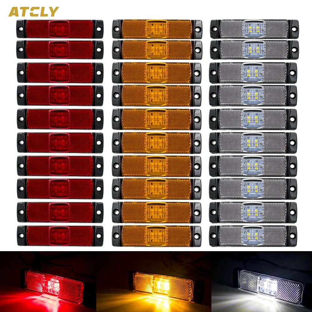 

10pcs 4 LED 12V 24V Side Marker Position Lamp Warning Rear Tail Light Turn Signal Indicator Trailer Truck Lorry Van Waterproof