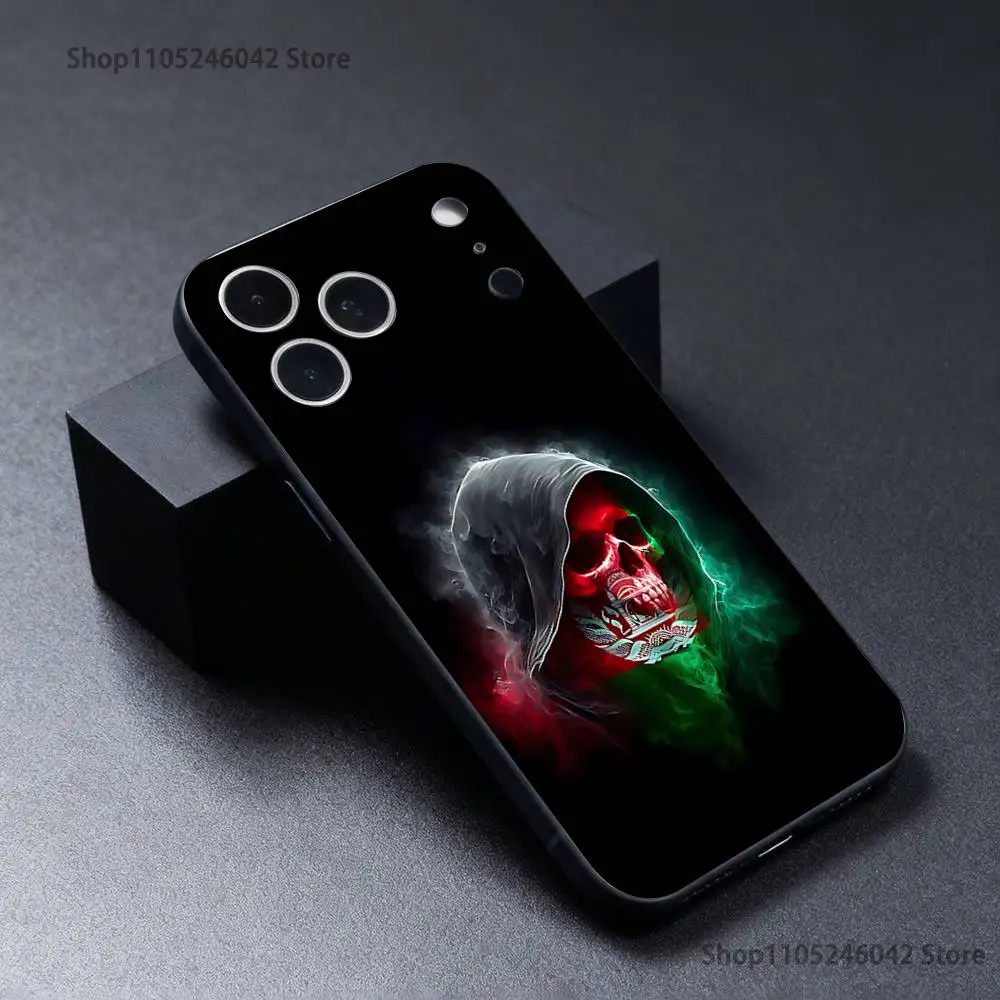 Afghan Afghanistan Flag For iPhone 17,16,15,14,13,12,11,Pro,XS,Max,XR,Plus,E,SE4,Mini Black Soft Cover Phone Case view 3