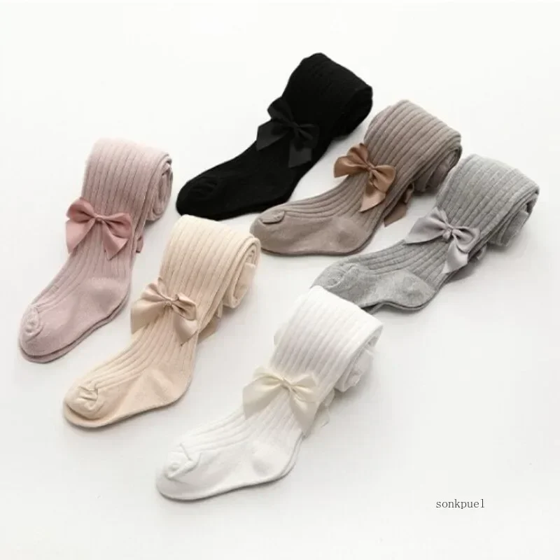 Spring Autumn Baby Girls Tights Cotton Knitting Tights for Girls Fashion Bowknot Children Girls Pantyhose Soft Leggings image 5