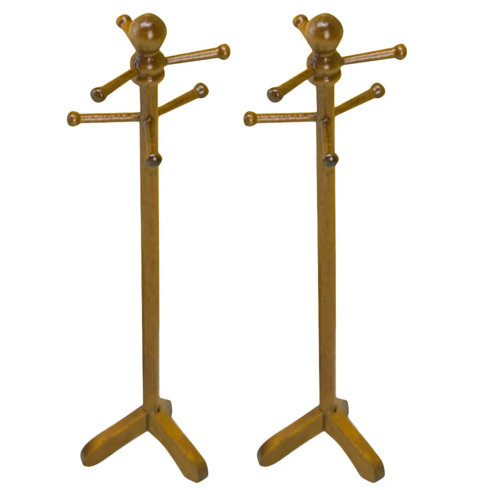 

2pcs Miniature Dollhouse Clothes Rack 1:12 Scale Vintage Metal Hanger Stand For Pretend Educational Home Decor