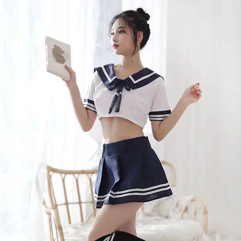 Cute Women Sexy Lingerie Schoolgirls Outfit Lingerie Roleplay Cosplay Sailor Costumes with Socks