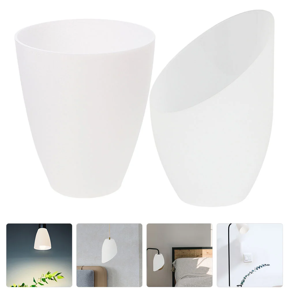 2 Pcs Lamp Shades Light Bulbs Lampshade Lamp-chimney Table Decorate 115X10X10CM Inclined Head Flat Design Floor White Plastic