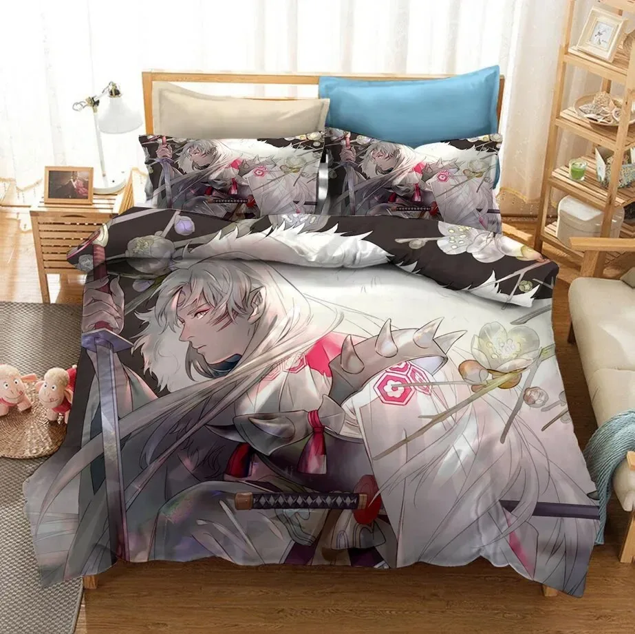 3D Printed Anime Inuyasha Duvet Cover Sesshoumaru Bedding Set Double Twin Full Queen King Adult Kids Bedclothes Quilt Cover