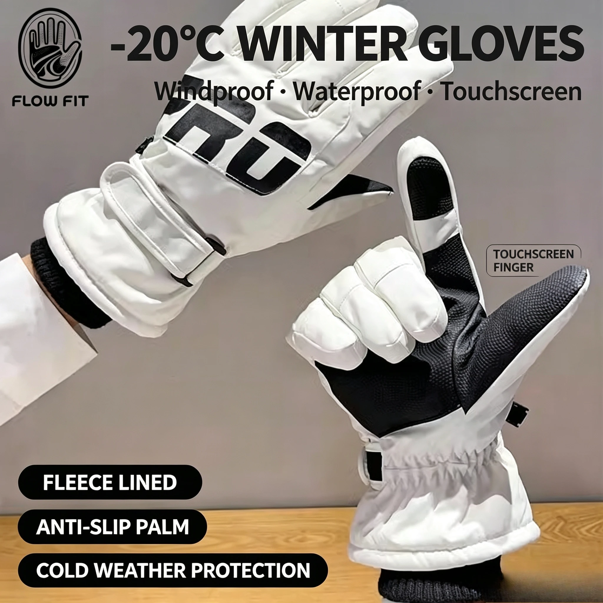 Touchscreen Winter Outdoor Riding Gloves, Thick Warm Fleece, Anti-slip Waterproof Windproof for E-bike Motorcycle Couple.