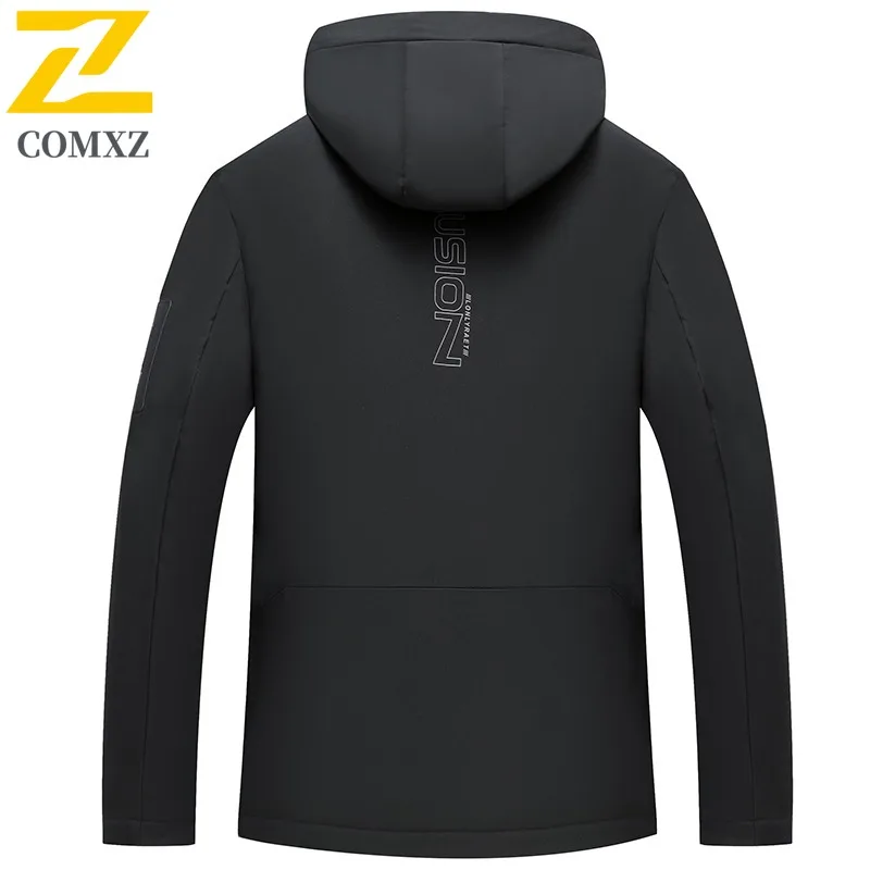 COMXZ-abrigo Parker para hombre, chaqueta acolchada de algodón de viaje gruesa de alta calidad para esquí con capucha de mediana edad, chaquetas acolchadas de calle cálidas, 2025